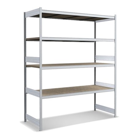 Bito Großfachregal-Set mit 4 Ebenen Spanplatte, Grundfeld verzinkt