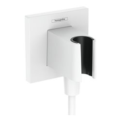 hansgrohe Wandanschluss Fixfit E eckig, mit Brausehalter, mattweiß