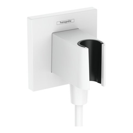 hansgrohe Wandanschluss Fixfit E eckig, mit Brausehalter, mattweiß