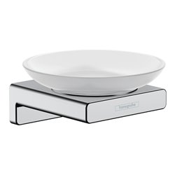 hansgrohe Seifenhalter AddStoris Wandmont., Eins. Mattglas, Metall, chrom