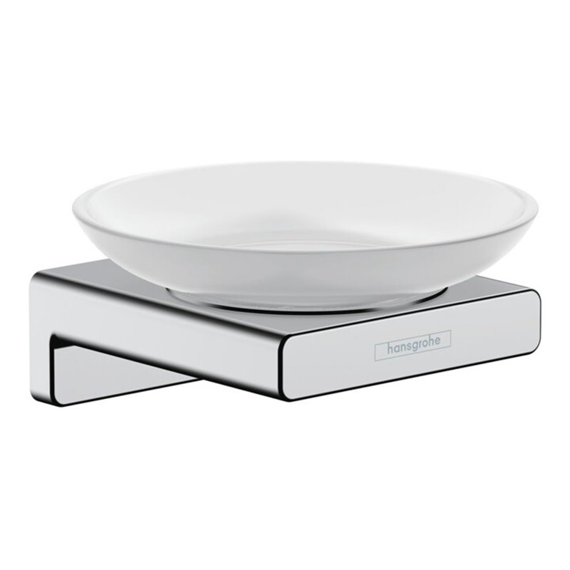 hansgrohe Seifenhalter AddStoris Wandmont., Eins. Mattglas, Metall, chrom