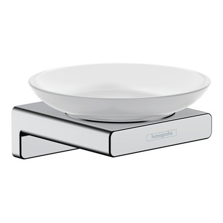 hansgrohe Seifenhalter AddStoris Wandmont., Eins. Mattglas, Metall, chrom