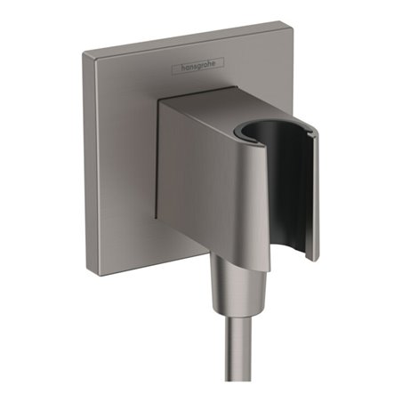 hansgrohe Wandanschluss Fixfit E eck., m Brauseha., brushed black chrome