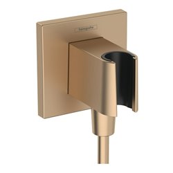hansgrohe Wandanschluss Fixfit E eckig, mit Brausehalter, brushed bronze