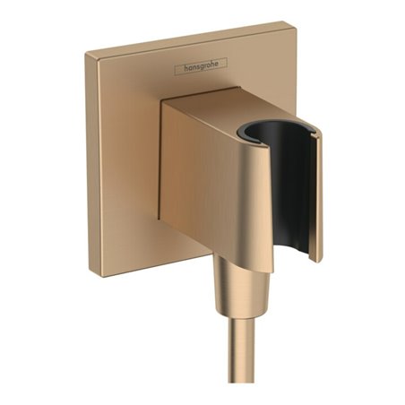 hansgrohe Wandanschluss Fixfit E eckig, mit Brausehalter, brushed bronze