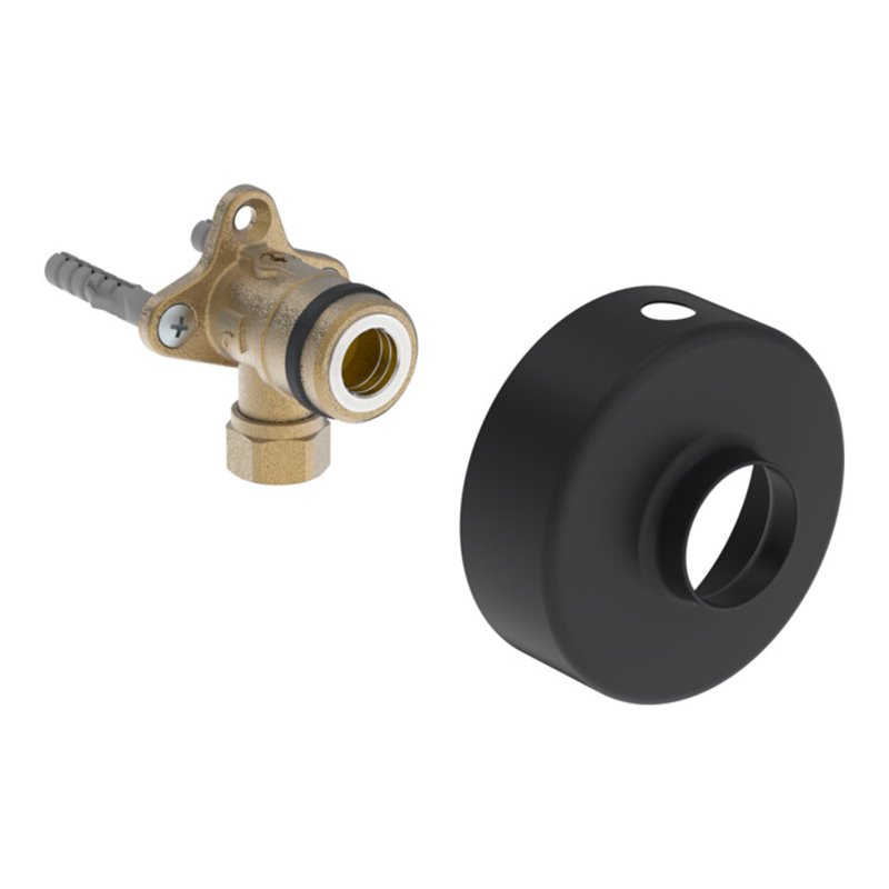 Hansa Winkelkupplung m. Absperrventil 2900 G3/4(1/2)-D12 Matt-Schwarz