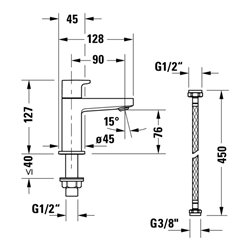 Duravit Standventil Manhattan Ausladung 90mm, schwarz matt