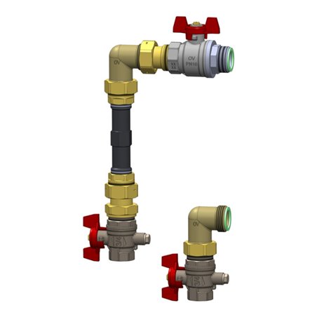 Oventrop Wärmezähleranschlussset Multidis SFQ Eckform, mit Kugelhahn DN 25