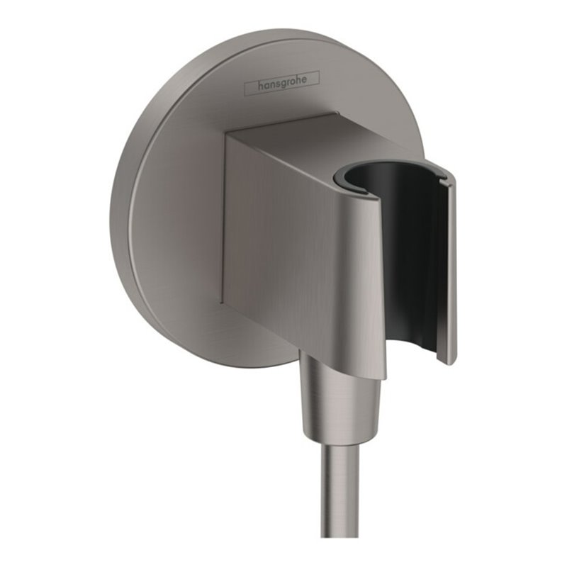 hansgrohe Wandanschluss Fixfit S rd, m Brausehalter, brushed black chrome