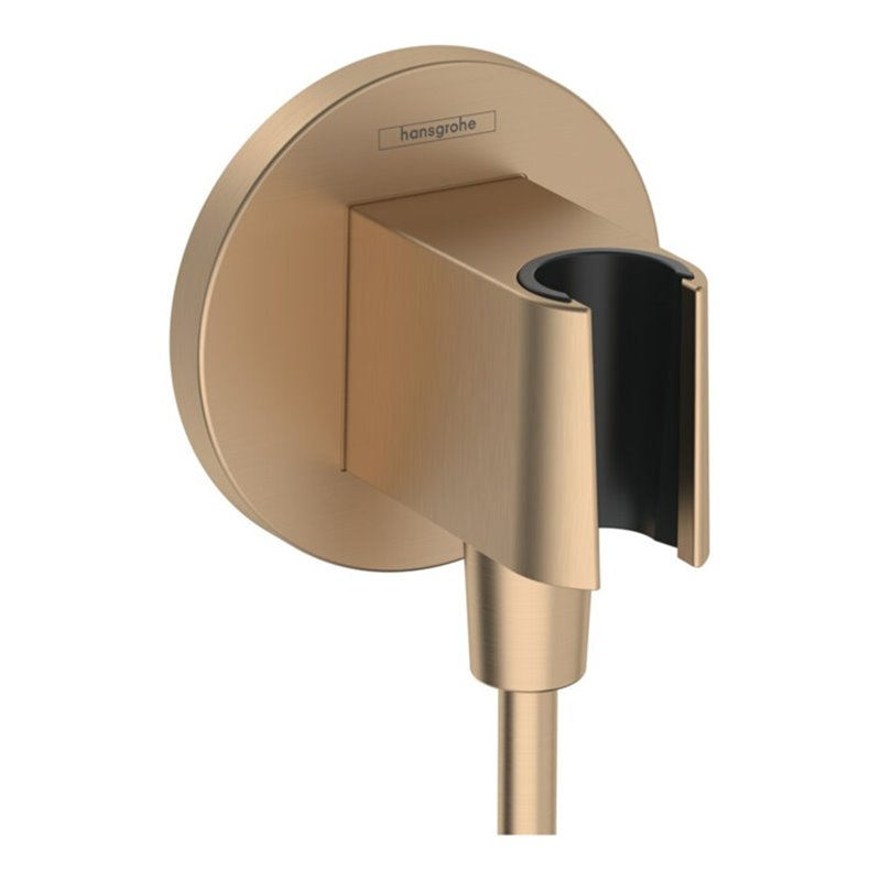 hansgrohe Wandanschluss Fixfit S rund, mit Brausehalter, brushed bronze