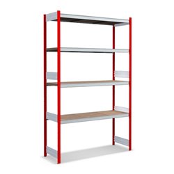 Bito Großfachregal-Set mit 4 Ebenen Spanplatte Grundfeld feuerrot