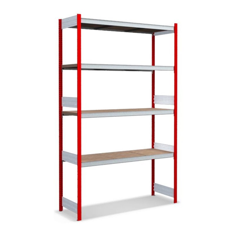 Bito Großfachregal-Set mit 4 Ebenen Spanplatte Grundfeld feuerrot