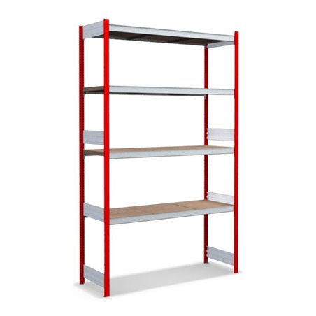 Bito Großfachregal-Set mit 4 Ebenen Spanplatte Grundfeld feuerrot