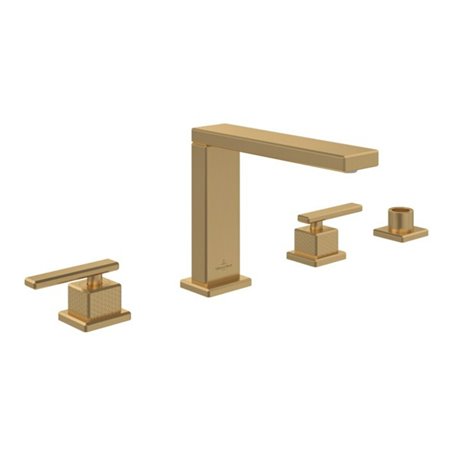 V&B Vierloch-Wannenrandarmatur Mettlach Standmontage, brushed gold