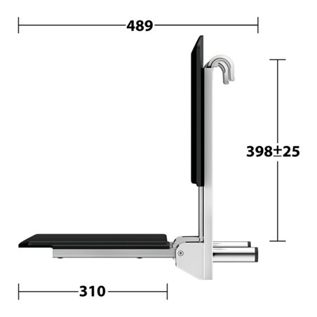 Keuco Klappsitz Care zum Einhängen, verchromt, schwarz