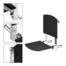 Keuco Klappsitz Care zum Einhängen, verchromt, schwarz