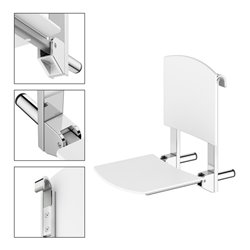 Keuco Klappsitz Care zum Einhängen, verchromt, weiß