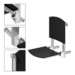 Keuco Klappsitz Care zum Einhängen, silber-eloxiert, schwarz