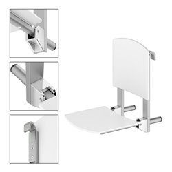 Keuco Klappsitz Care zum Einhängen, silber-eloxiert, weiß