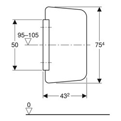 Geberit Urinal-Trennwand weiß, 75,4x4x43,2cm