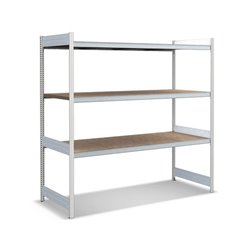 Bito Großfachregal-Set mit 3 Ebenen Spanplatte Grundfeld lichtgrau