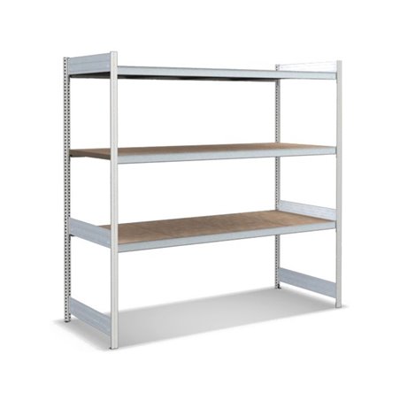 Bito Großfachregal-Set mit 3 Ebenen Spanplatte Grundfeld lichtgrau