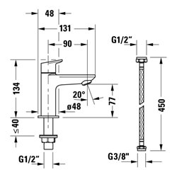 Duravit Standventil Wave Ausladung 90mm, chrom