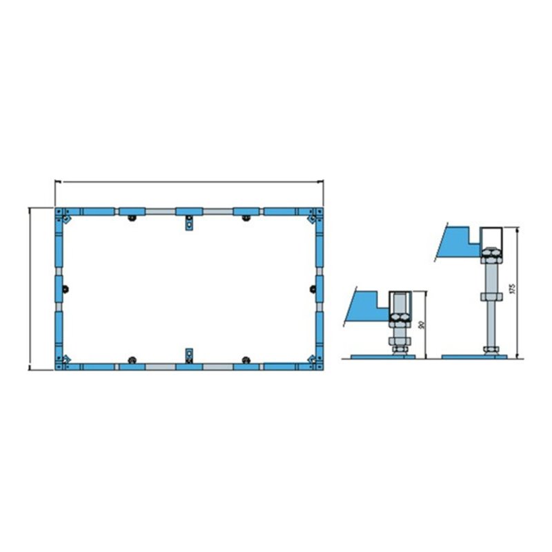 V&B Montagerahmen ViFrame m 4 Mittelfüßen, f DW ab 100x100cm