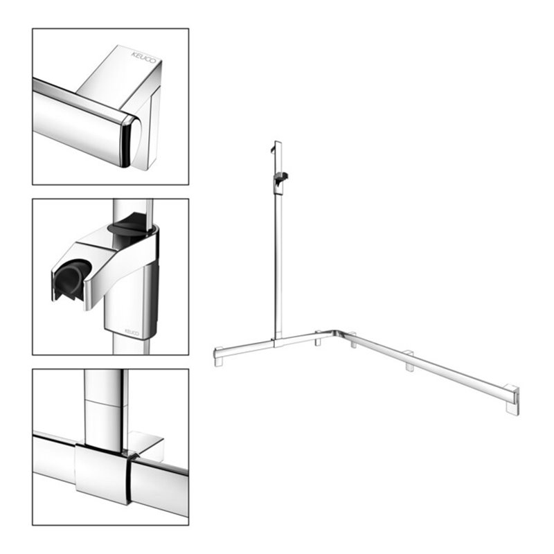 Keuco Duschhandlauf AXESS vc, 1150/850mm, m Brausestange, li Ausf