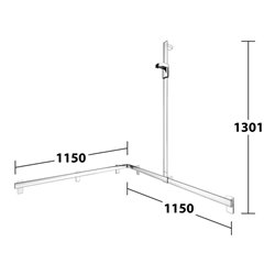 Keuco Duschhandlauf AXESS vc, 1150/1150mm, m Brausestange, re Ausf