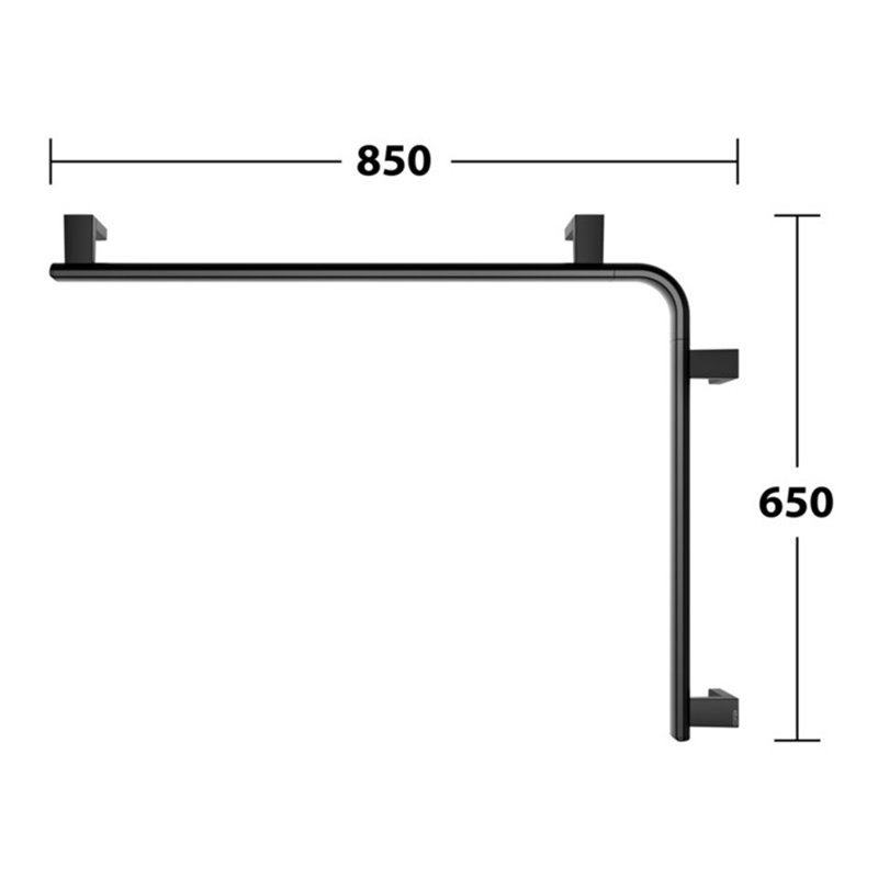 Keuco Dusch-/Wannenhandlauf AXESS 850x650mm, schwarz matt