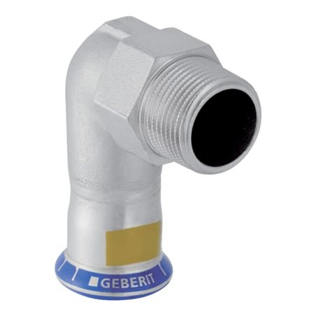 Geberit Gas-Übergangswinkel Mapress 90Grad mit AG, Edelstahl, d 28mmxR 1