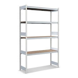 Bito Großfachregal-Set mit 4 Ebenen Spanplatte Grundfeld lichtgrau