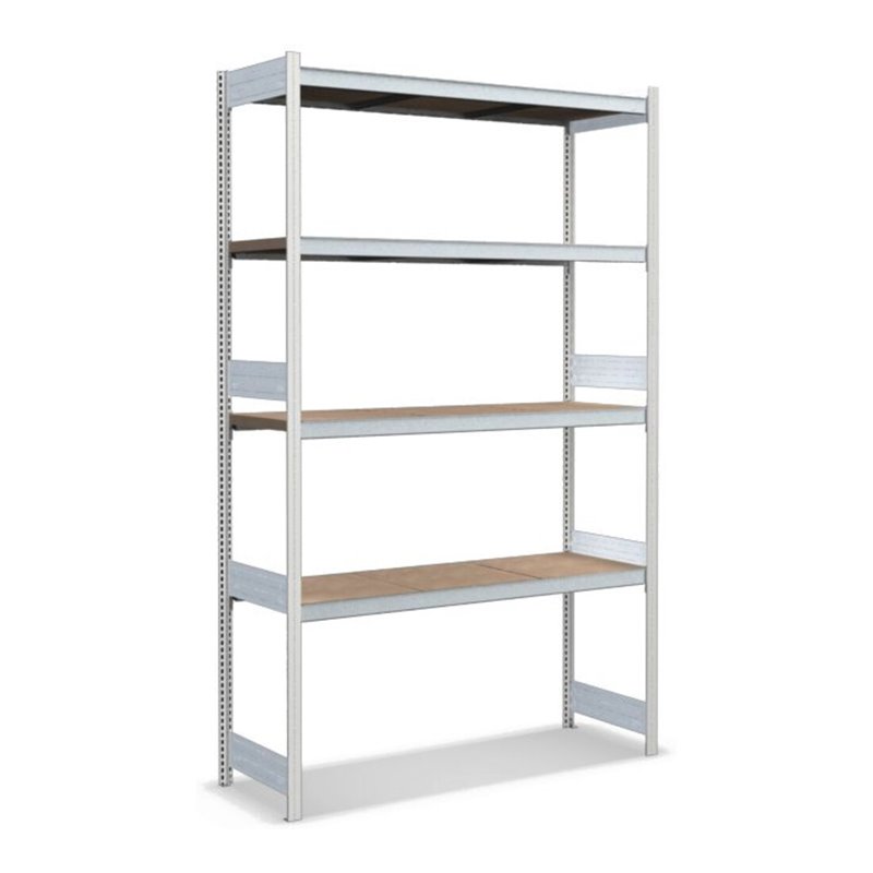 Bito Großfachregal-Set mit 4 Ebenen Spanplatte Grundfeld lichtgrau