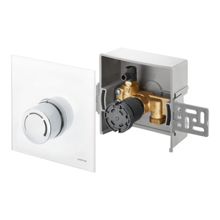 Oventrop Rücklauftemperaturregelung Unibox RTL Echtglas weiß, mit Ventil und Thermostat