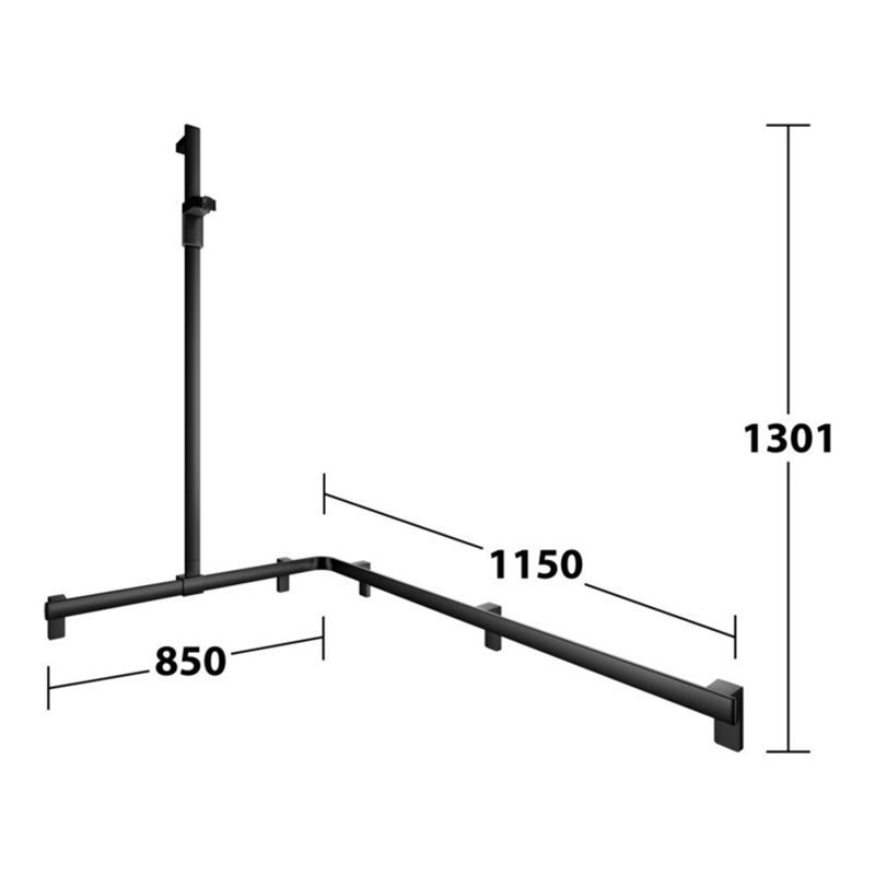 Keuco Duschhandlauf AXESS sw m, 1150/850mm, m Brausestange, li Ausf
