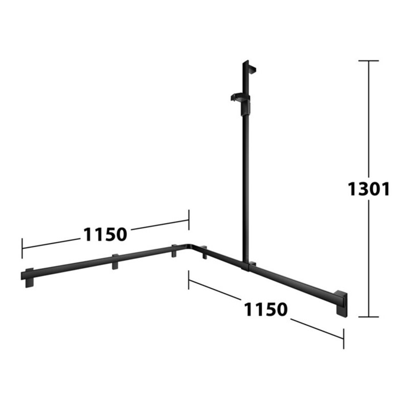 Keuco Duschhandlauf AXESS sw m, 1150/1150mm, m Brausestange, re Ausf