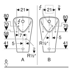 Geberit Urinal Narva Zulauf/Abgang hinten, weiß KeraTect