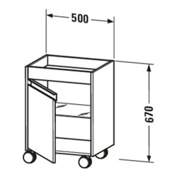 Duravit Rollcontainer Ketho 50x36x67cm, Tür rechts, Eiche schwarz