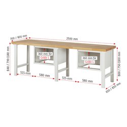 Rau Werkbank 7127A1, H790-1140mm, höhenverstellbar, 6x Schublade-TA