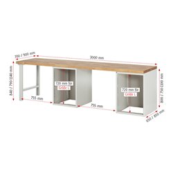Rau Werkbank 7510A8, B3000mm, 20x Schublade-TA