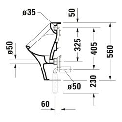 Duravit Absaug-Urinal DuraStyle 30x34cm, Zul. v hi., riml., o. Fl, weiß