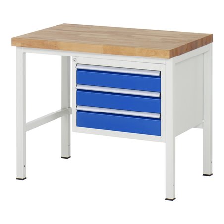 Rau Werkbank 8127A1, H840-1040mm, höhenverstellbar, 3x Schublade-TA