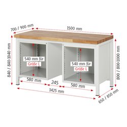 Rau Werkbank 8181A1, H840mm, 8x Schublade-TA