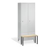C+P Umkleidespind Classic mit Sitzbank 2 Abteile Front Lichtgrau Korpus Lichtgrau