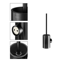 Keuco WC-Bürstengarnitur REVA 12864 Wd.Mod., m Echtkr.-Glas matt., sw matt