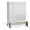 C+P Umkleidespind Classic mit Sitzbank 4 Abteile Front Lichtgrau Korpus Lichtgrau