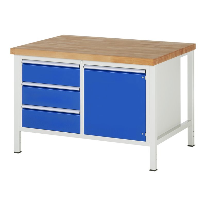 Rau Werkbank 8468A2, H840-1040mm, höhenverstellbar, 3x Schublade-TA, 1x Tür