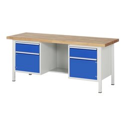 Rau Werkbank 8551A2, B2000xH840-1040mm, höhenverstellbar, 2x Schublade-TA, 2x Tür