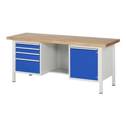 Rau Werkbank 8553A2, B2000xH840-1040mm, höhenverstellbar, 4x Schublade-TA, 1x Tür